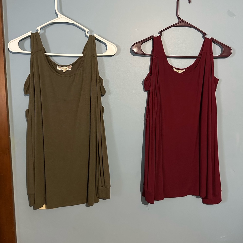 Pink Republic Long Sleeve Tees - Olive and Burgundy